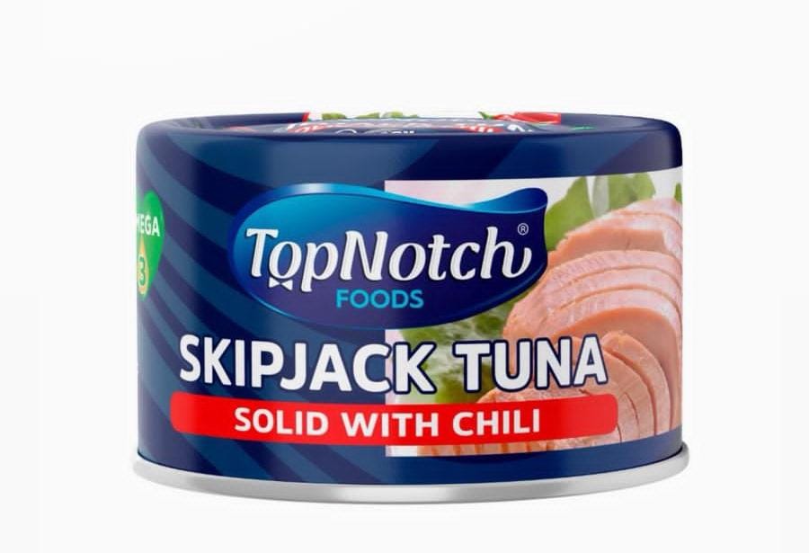 TOPNOTCH SKIPJACK SOLID TUNA IN SUNFLOWER OIL WITH CHILI
